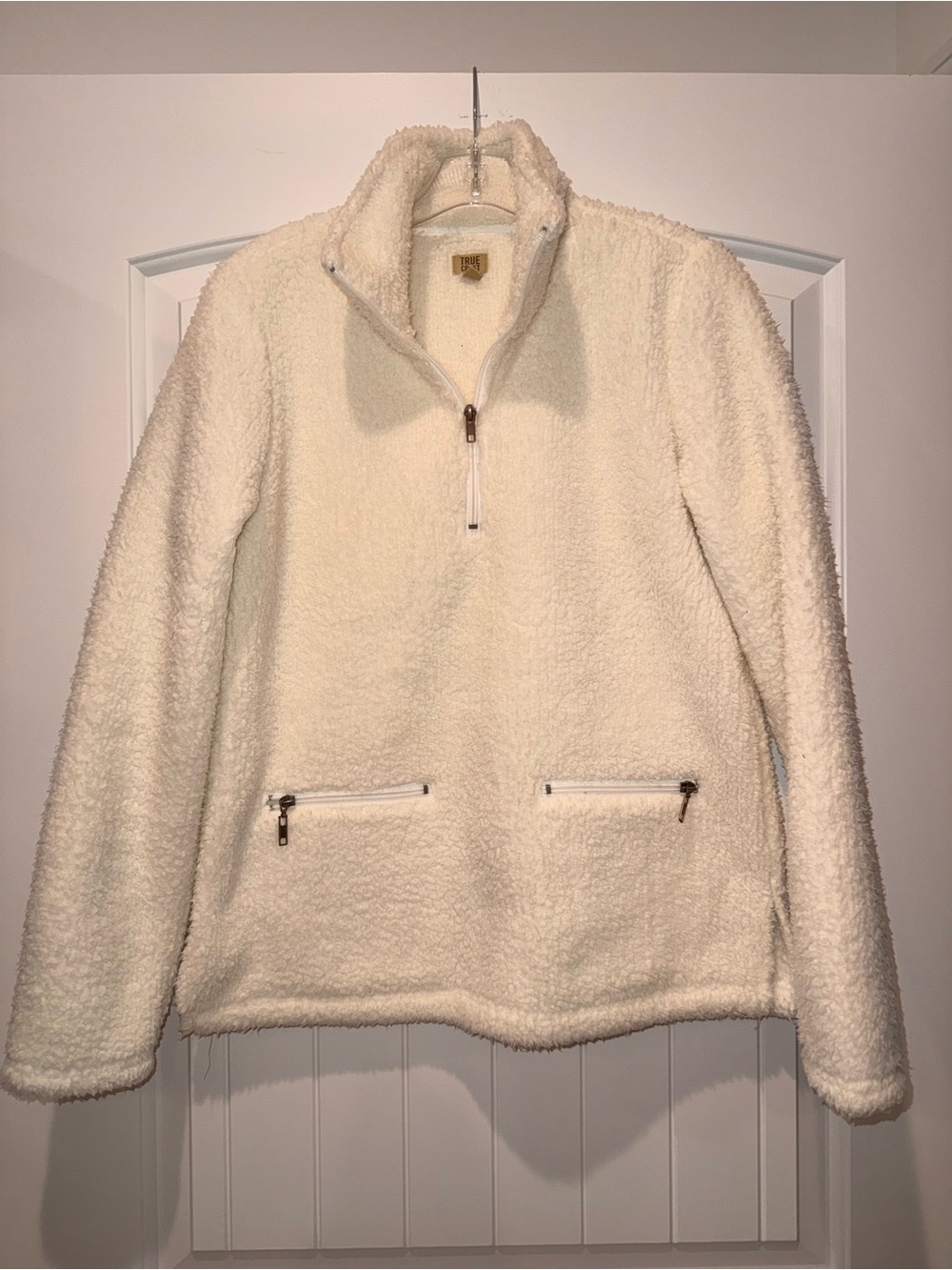True Craft Women's Cream Sherpa Half-Zip Teddy Jacket